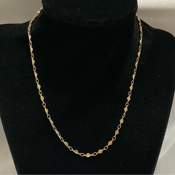 18K Gold Plated Diamond Shape Mirror Link Chain - Picture 1 of 4